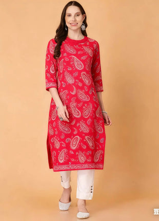 Muslim Kurt Women's Fashionable And Comfortable Kurtta With Flowers Straight Tube And National style Abito Donna Musulmana