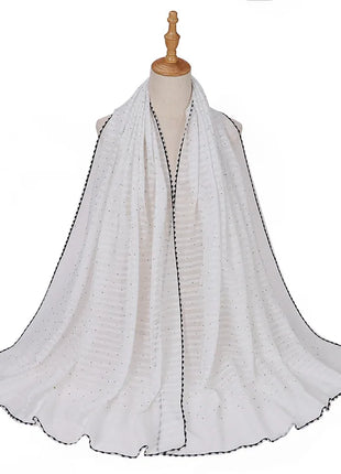 New Designs Cotton Linen hajib Scarf Stripe Islamic Ladies Head Scarf Headwear Lace Malaysian Women's Scarves Ramadan Turban