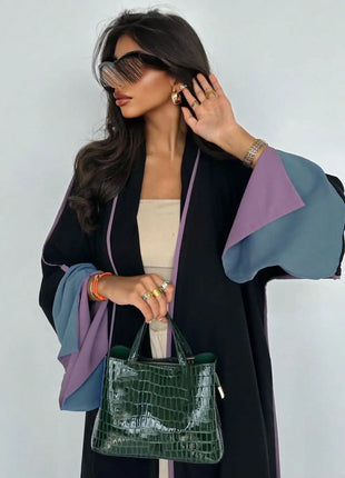 Middle Eastern Loose Abaya Muslim Full Sleeve Open Front Abayas Elegant Kaftans Women Jilbabs Arabian Islamic Maxi Dresses