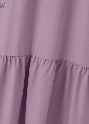 ZANZEA Women 2026 Spring O Neck Long Sleeve Dresses Elegant Muslim Abaya Dress Ramadan Robe Stylish Flounce Maxi Dresses Kaftan