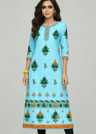 Muslim Kurt Flowers Women's Fashion Comfortable National style Straight Casual Ethnic Vestidos Slit hem Abito Donna