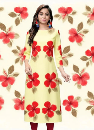 National style Women Kurtta Casual Fashion Dress Slit hem Straight Tube Casual Ethnic Flower Muslim Kaftan Turkish Abaya Morocco