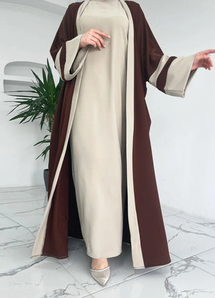 Eid Muslim Dress & Abayas for Women 2 Piece Set Musulman Ensembles Morocco Ramadan Caftan Abaya Kaftan Dubai Arab Long Robe 2024