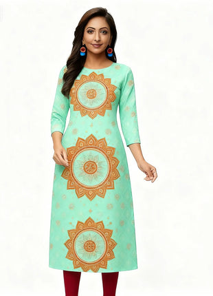 Dress Kurtta Women Fashionable Straight Tube Casual Bright Slit hem Flowers Patterns Robe Arabe Robe Abito Donna Musulmana