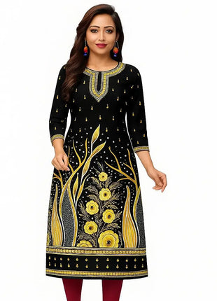 Muslim Dress Kurt Women Fashionable Elegant Straight Tube Casual Slit hem Color Elephant Pattern Tenue De Priere Femme Musulmane