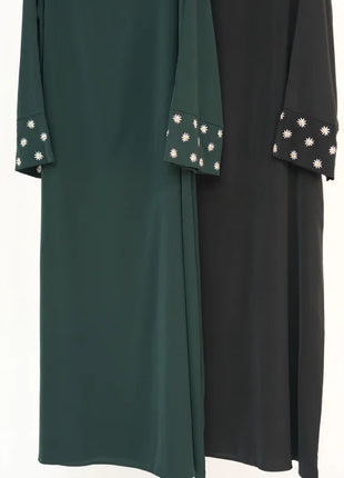 2024 Daisy Embroidery Muslim Modest Dress for Women Eid Saudi Arabia Dubai Abaya Luxury Islam Turkey Holiday Party Jalabiya Robe