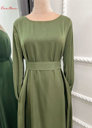 Fashion Sliky Djellaba Muslim Dress Dubai Full Length Flare Sleeved Soft Abaya Dubai Turkey Muslim Islam Robe WY921