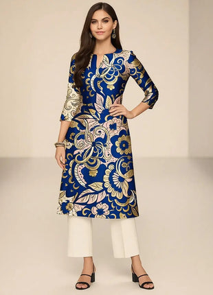 Dress Kurtta Women's Fashionable Straight Tube Casual Bright Flowers Patterns Robe Arabe Robe Traditionnelle Arabe Muslim