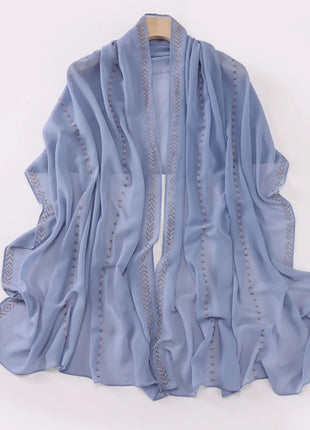 Hot Diamond Pearl Chiffon Hijabs for Women Muslim Fashion Long Shawl Head Wrap for Women Turbans for Women Ramadan Turban Femme