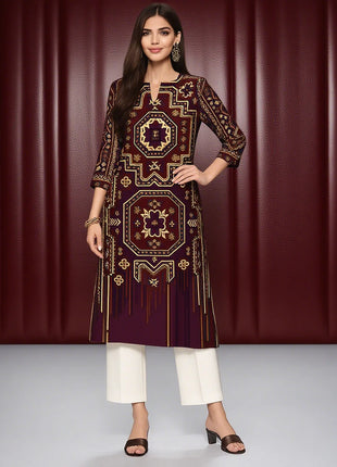 Muslim Dress Kurt Women's Fashionable And Elegant National style Straight Tube Casual Color Elephant Pattern Women Dress Abaya