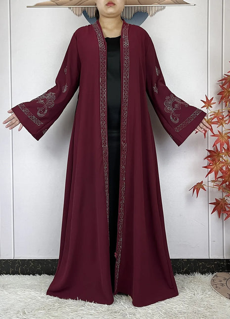 New Dubai Style Women Elegant Dress Long Sleeves Open Abaya Muslim Women Dress Islamic Clothing Casual Abaya Women Muslim Dress