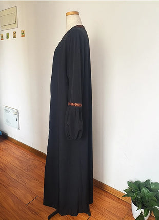 Muslim Women Hijab Dress 2 Piece Set Eid Lantern Sleeve Maxi Long Dress Islamic Clothing Caftan Kimono Big Swing Abaya Dresses