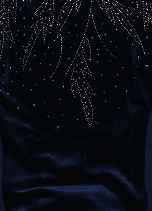 Women Dubai Arab Muslim Velvet Chiffon Splicing Diamond Evening Dress Jalabia Women's Clothing Abaya Robe