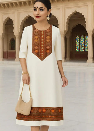 Women's Fashionable And Elegant Muslim Kurtta Straight Tube Casual Comfortable Dress 2026 Abito Donna Musulmana Slit hem