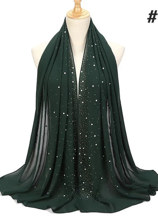 180*70CM New Plain Diamond Beads Bubble Chiffon Instant Hijab Shawls Solid Thick Head Wraps Foulard Sjaal Muslim Bonnet Cachecol