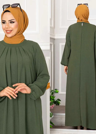Women Eid Muslim Dress Ramadan Morocco Pleated Party Dresses Dubai Kaftan Islam Vestidos Arab Long Robe Solid Abaya Modest