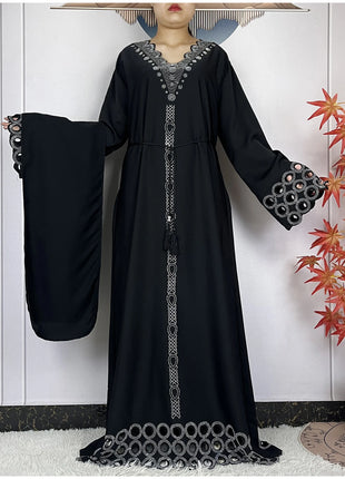2024 New Dubai Muslim Femme Elegant Dress African Abaya For Women Arabic Islamic Robe Chiffon Fabric Long Sleeve Turkey Clothing