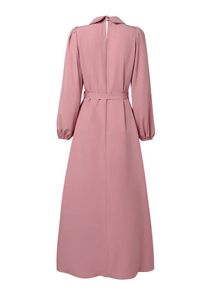Elegant Muslim Dress Abaya ZANZEA Women 2025 Autumn Dresses Long Lantern Sleeve Pleated Sundress Belted Robe Femme Party Vestido