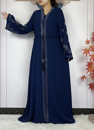 New Dubai Style Women Elegant Dress Long Sleeves Open Abaya Muslim Women Dress Islamic Clothing Casual Abaya Women Muslim Dress