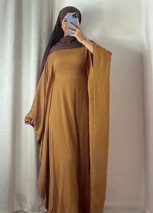 Ramadan Eid Soft Crepe Khimar Batwing Abaya Dubai Islam Muslim Modest African Dresses For Women Kaftan Kebaya Robe Femme Musulma