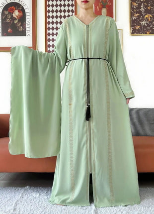 New Elegant Women Abaya Long Sleeve Chiffon Loose Open Abaya Muslim Islamic Clothing Cardigan Style Muslim Fashion Dresses