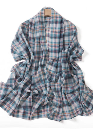 175*70CM New Plaid Print Islam Long Chiffon Scarf Wrapped Scarf Muslim Women's Hijabs Shawl Ramadan Female