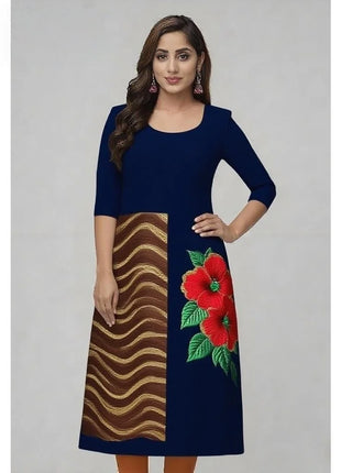 Muslim Kurtta Women Casual Fashion Dress Straight Tube Casual Ethnic Vetement Femme Flowers National style Kaftan Dress Moroccan
