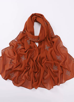 Hot Diamond Pearl Chiffon Hijabs for Women Muslim Fashion Long Shawl Head Wrap for Women Turbans for Women Ramadan Turban Femme