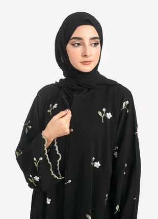 Stylish Muslim Islamic Abaya for Women Light Green Floral Embroidery Delicate Cuffs Ideal for UAE Saudi Arabia Qatar