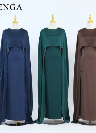 Ramadan 2 Piece Muslim Women Set Dubai Modest Abaya Islam Abayas Femme Elegant Arabic Clothing Fashion Turkey Solid Outfit 2025