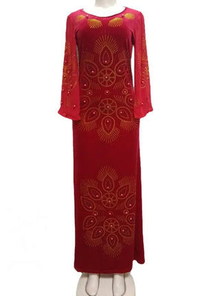 Customized African Dresses For Women Velvet Design Dashiki Beading Abaya Bandage Maxi Bazin Vintage Robe Gowns Africa Sexy Lady