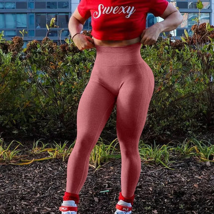 Women Butt Lifting Yoga Leggings Elastic Workout High Waist Tummy Control Ruched Booty Pants Seamless Gym Compression Tights