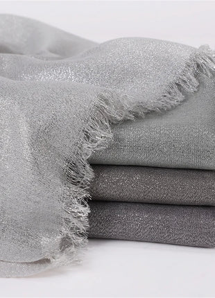 2025 Abaya Women Veil Gold Solid Color Muslim Head Scarf Shawls and Wraps Glitter Pashmina Bandana Female Foulard Hijab