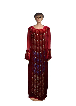 African Party Dresses For Women 2025 Elegant Beading Sequins Velvet Maxi Dress African Clothes Robe Africaine Femme High Quality