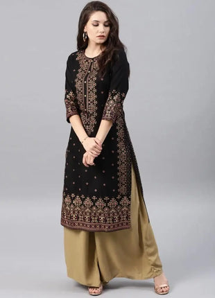 Women's Peacock Pattern Muslim Abaya — Elegant Loose O-Neck Dress