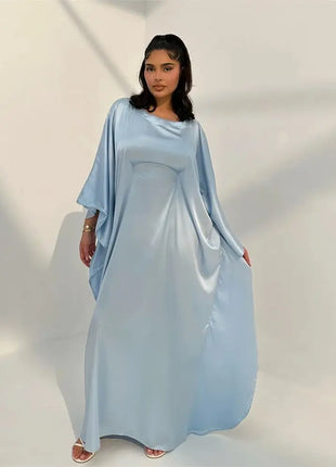 Eid Shiny Batwing Satin Abaya Dubai Luxury 2024 Muslim Abayas For Women Maxi Kaftan Dress Islamic Clothing Caftan Marocain Femme