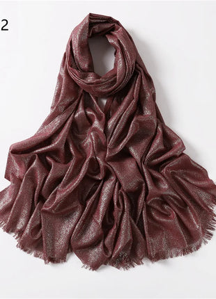 2025 Abaya Women Veil Gold Solid Color Muslim Head Scarf Shawls and Wraps Glitter Pashmina Bandana Female Foulard Hijab