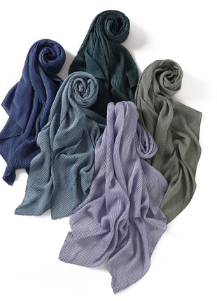 New Breathable Soft Solid Color Silver Silk Crumpled Shiny Pleated Shawl Women's Hair Towel Scarf One Piece Dropshipping