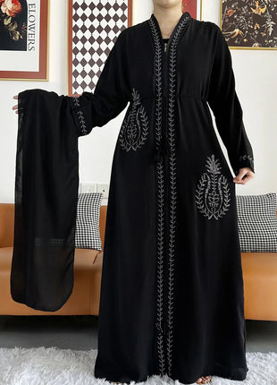 New Women Elegant Dress Chiffon Open Abaya with Zipper Muslim Women Dress Islamic Clothing Cardigan Abaya Women Muslim Dress