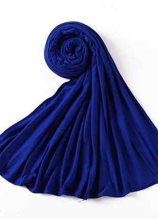 Muslim Plain Cotton Jersey Hijab Scarf Solid Color With Good Stitch Stretchy Soft Turban Head Wraps Shawl Foulard Femme