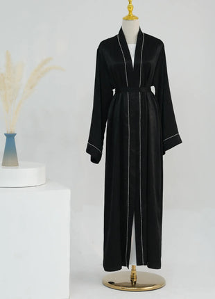 2024 Muslim Modest Cardigan for Women Eid Arab Abaya Dubai Dress Islamic Daily Long Sleeve Clothing Turkey Solid Color Coat Robe