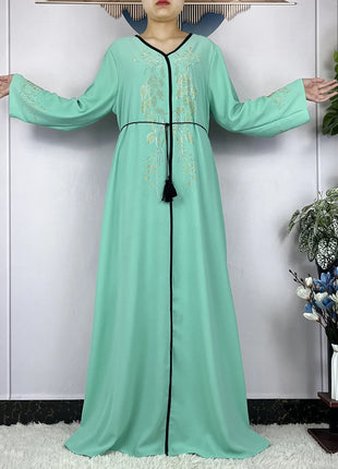 New African Abayas For Women Long Sleeved Chiffon Loose Femme Elegant Robe Dubai Islam Fashion Party Evening Dresses With Scarf