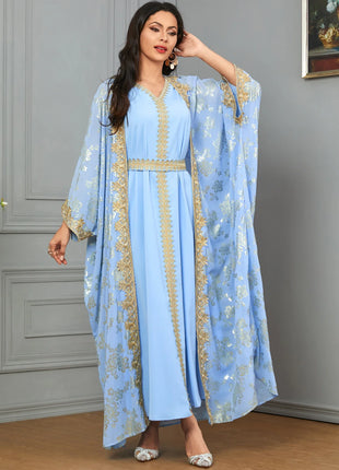 Women's Eid Abaya 2-Piece Set — Embroidered Jalabiya Party Dress