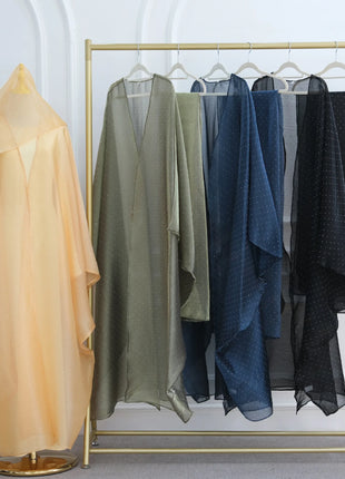 Middle Eastern Islamic Three-Piece Clothing for Women Ramadan Muslim Modest Abaya Dress with Hijab 2025 New Turkey Kaftan Robe