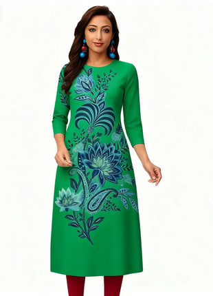Muslim Women Kurtta Casual Dress National Style Straight Casual Ethnic Peacock Mandarin Design Turkish Abaya Slit hem