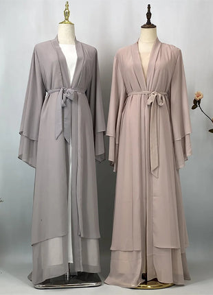 Ramadan Kebaya Chiffon Open Abaya For Women Muslim Dress Kaftan Islam Clothing Caftan Marocain Femme Modest Robe Dubai Kimono