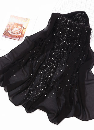Rhinestone Chiffion Hjab Plain Scarf Tudung Bawal Headscarf Islamic Crystal Hjab Shawls and Wraps Women Muslim Foulard