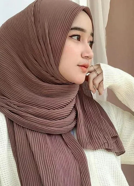 Big Size Pleated Chiffon Hijab Scarf for Muslim Women Turban Pashmina Shawls and Scarves Women Bandana Headband Hijabs Headscarf