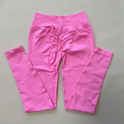 Women's High-Waisted European Style Seamless Leggings For Cycling Fitness Outdoor Sports Peach Push-Up Waist Leggings