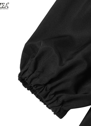 ZANZEA Solid Muslim Fashion Islamic Dress Women's Vintage Turkey Abaya Robe Long Sleeve Hijab O Neck Pleated Loose Kebaya 2025